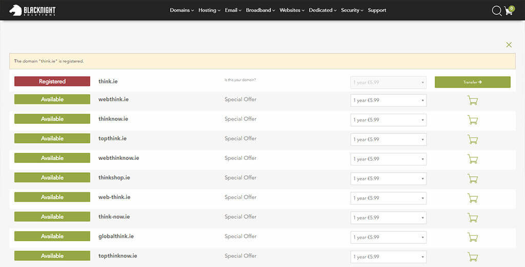 2. The domain should be registered already, click the transfer button on the right